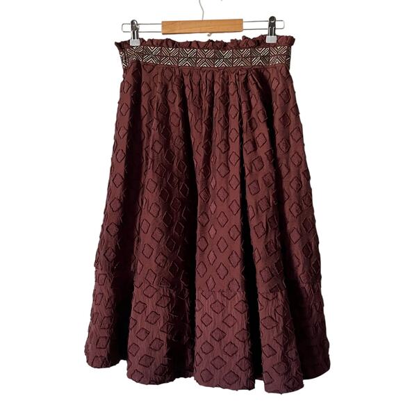 Maeve‎ X Anthropologie Women's Brown Diamond-Cut A-line Skirt Size 8 - Picture 3 of 12